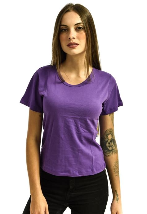 Camiseta Nakia Baby Look Feminina Básica Lisa Roxa Compre Agora