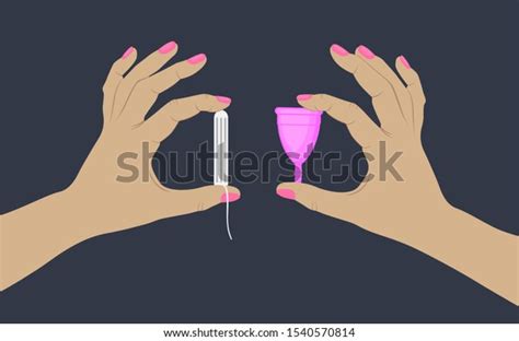 Menstrual Cup Tampon Womans Hands Illustration Stock Vector Royalty