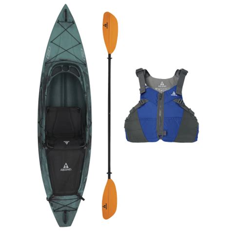 Ascend D10 Aqua Blue Sit In Kayak Paddle And Life Jacket Package