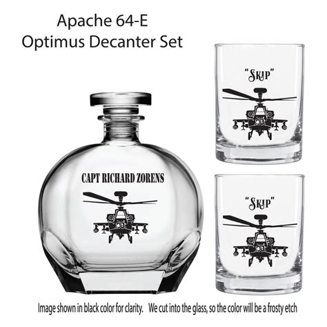 Personalized Apache Helicopter Whiskey Decanter Set Army Etsy