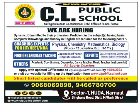 Job Openings In Haryana Newspaper Clips Facultyplus