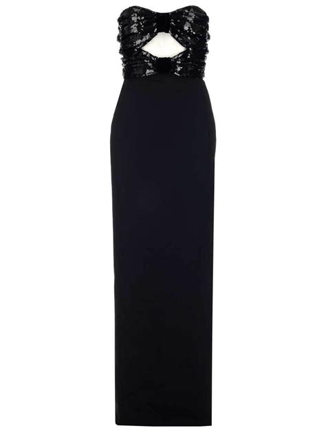 Saint Laurent Sequin Embellished Evening Gown In Black And Pink UFO