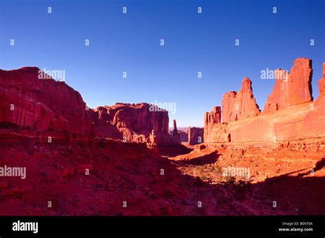 Courthouse Towers Arches National Park Utah Usa Stock Photo Alamy