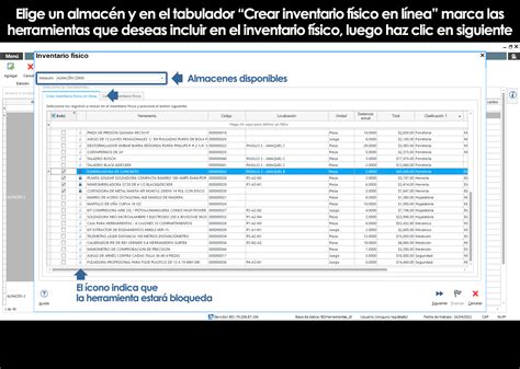 inventario físico de almacén de herramientas Centro de aprendizaje de