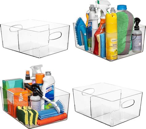 Clearspace Plastic Storage Bins With Divider Perfect