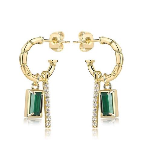 F H Jewellery Madonna Charm Earrings Malachite Charm Earrings