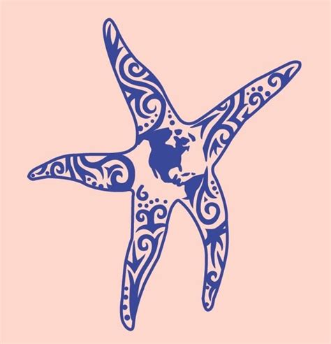 Cheerful Blue Ink Tribal Starfish Tattoo Design Tattooimagesbiz