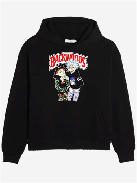 Pullover Black Rick and Morty Backwoods Hoodie - Jackets Junction