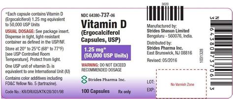 Vitamin D Ergocalciferol FDA Prescribing Information Side Effects