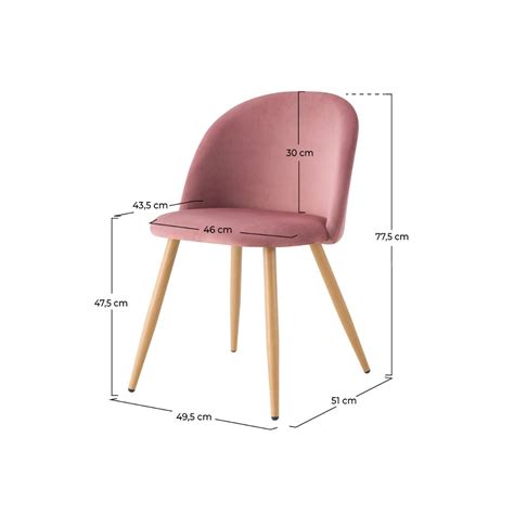 Chaise Cozy En Velours Rose Lot De