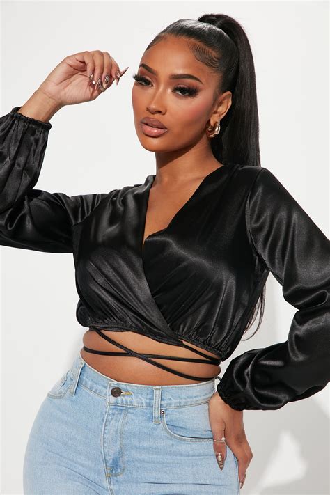 First Class Move Satin Top Black Fashion Nova