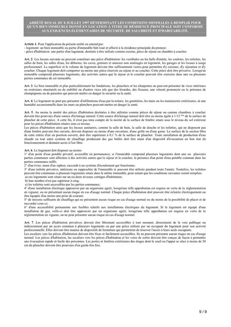 Contrat De Bail De Residence Principale Belgique DOC PDF Page 9