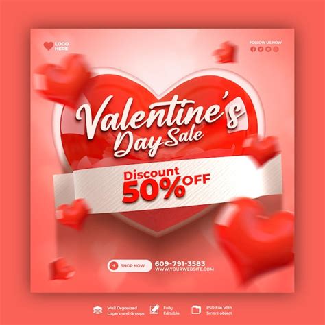 Free Psd Happy Valentine S Day Discount Sale Instagram Or Social