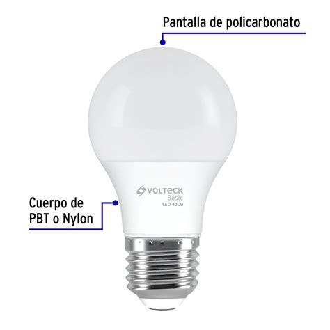 Lámpara de LED tipo bulbo A19 6 W luz cálida caja Basic Focos 28060