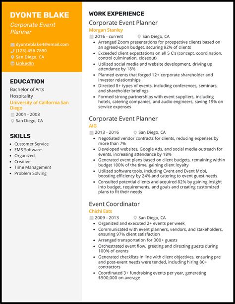 11 Event Planner Resume Examples For 2025