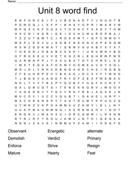 Unit 8 Word Find Word Search Wordmint