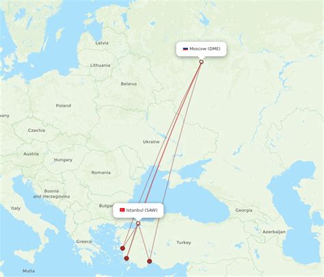 Flights From Istanbul To Moscow Saw To Dme Flight Routes