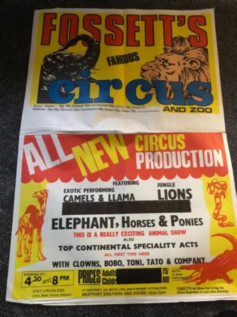 IRISH FOSSETTS CIRCUS Poster Cirque Affiche Plakat Circo EUR 2 34