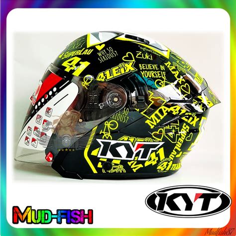 TOPI KELEDAR KYT NFJ NF J ESPARGARO 2020 HELMET DOUBLE VISOR Shopee