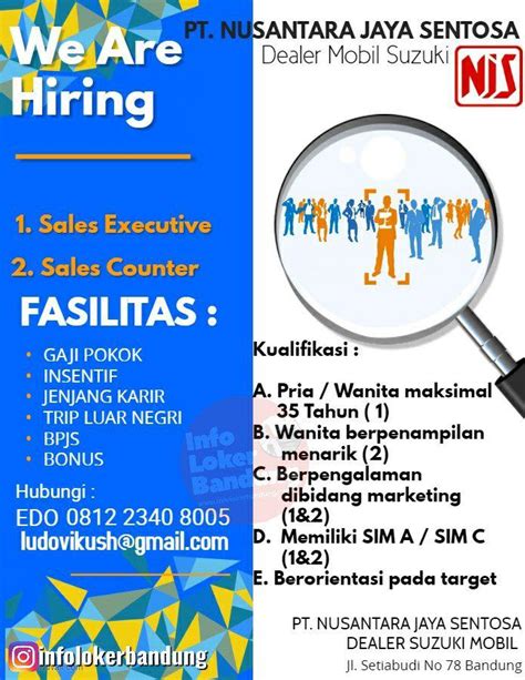 Lowongan Kerja Sales Executive Sales Counter Pt Nusantara Jaya