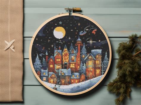 Christmas Eve Cross Stitch Pattern PDF Christmas Cross Stitch Winter