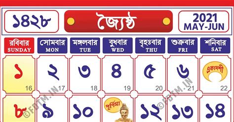 1428 Bengali Calendar