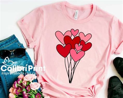 Playera San Valentín Ramo De Corazones Colibrí Print México