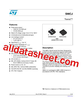 Smcj A Tr Datasheet Pdf Stmicroelectronics