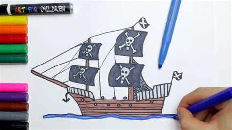 Comment Dessiner Un Bateau Pirate Pour Les Enfants Livre De Coloriage