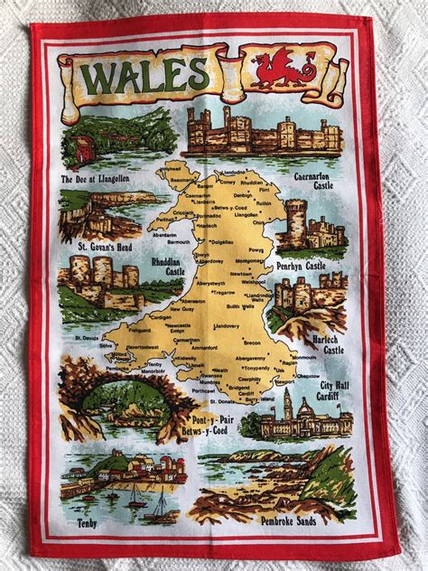 Vintage Welsh Tea Towel Choice Of Wales Beautiful Wales Etsy