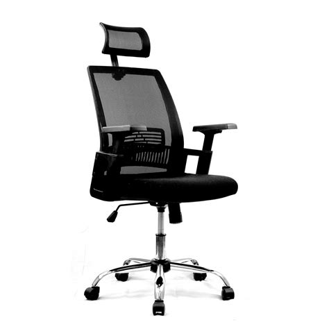 Alpha High Back Mesh Chair With Headrest And Chrome Base Black