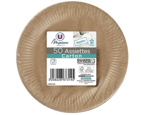 Assiette En Carton Ronde Kraft FSC 18 Cm U MAISON X 50 La Belle