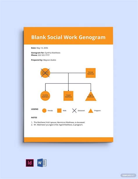 Blank Career Genogram Template In Word Indesign Google Docs Pages