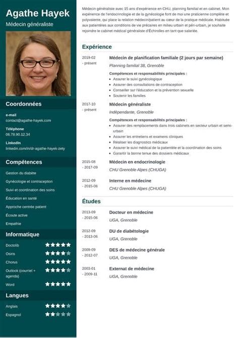 Exemple de CV médecin docteur généraliste spécialiste