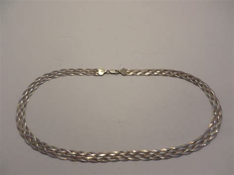 Vintage 6 Rope Braided Sterling Silver Necklace Made In Italy 925 FAS