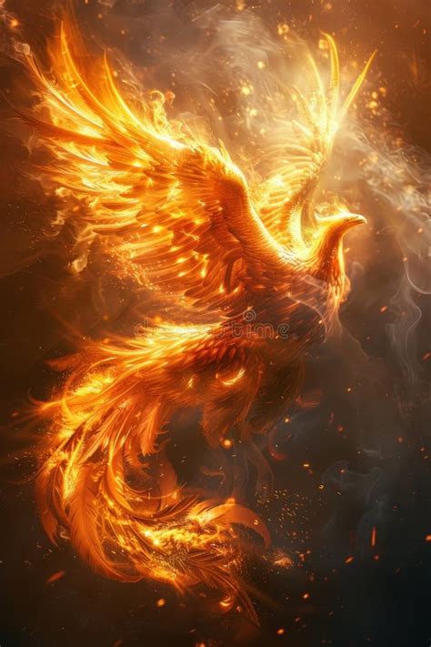 A Majestic Phoenix Rises From The Ashes Its Wings Outstretched In