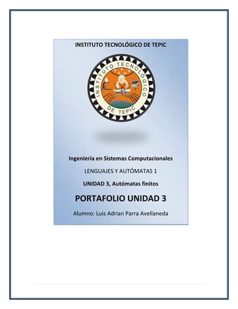 Portafolio Lenguajes Y Automatas Unidad Aut Matas Finitos Pdf