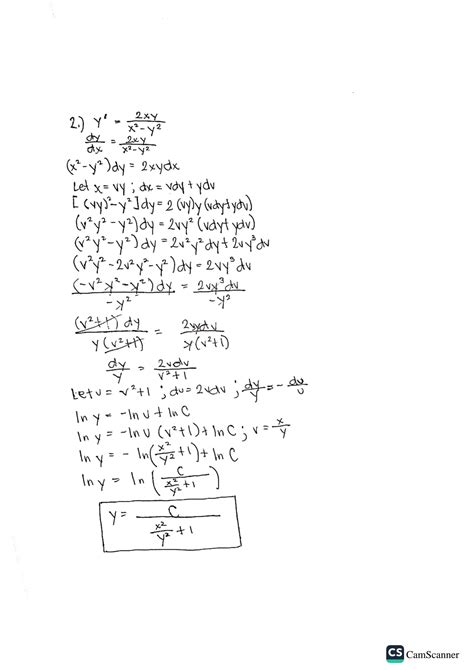 Solution Differential Equations Studypool