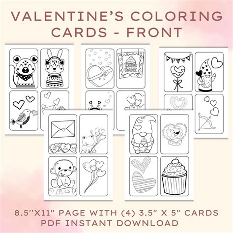 Printable Valentine Coloring Cards - Etsy