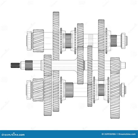 Gearbox Sketch 3d Illustration Stock Illustration Illustration Of