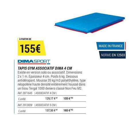 Promo Tapis Gym Associatif Dima 4 Cm Dima Sport Chez Decathlon