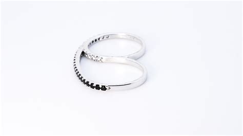 Customizable Made In Italy 18k White Gold White Black Diamond Two