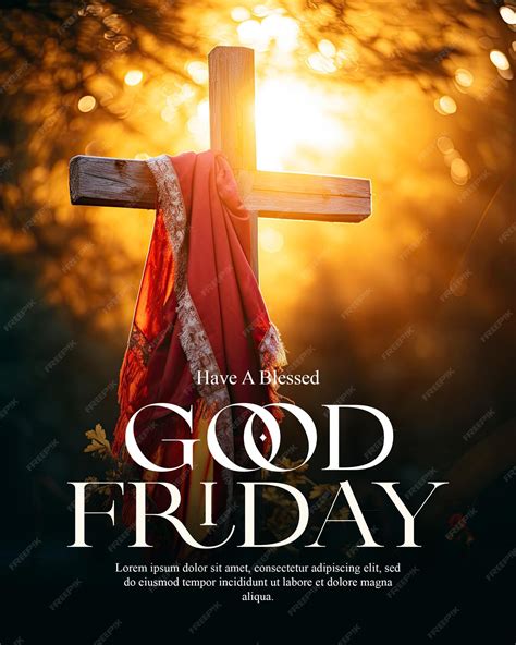 Premium Psd Good Friday Poster Template With Cross Made Of Wood With