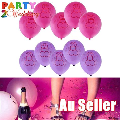 10pcs Pecker Willy Penis Hens Night Bachelorette Pink Purple Balloons