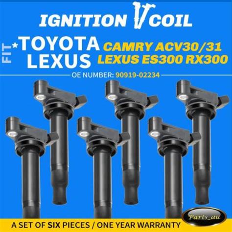 Set Of 6 Ignition Coils For Toyota Camry Alphard Lexus Es300 Rx300 1mz Fe 3 0l Ebay