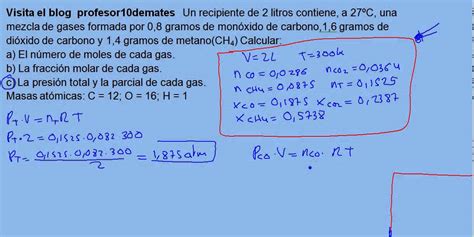 Leyes De Dalton 03b De Las Presiones Parciales Ejercicio Youtube