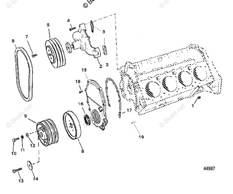 Mercruiser Sterndrive Gas Engines Oem Parts Diagram For Water Pump And Front Cover