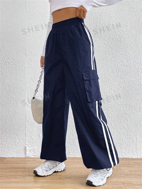 Shein Ezwear Contrast Tape Side Flap Pocket Cargo Pants Shein Usa