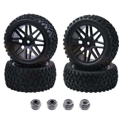 4Pcs 1 10 Buggy Car Front Rear Tires Wheels 12mm Hex Rubber For RC Off