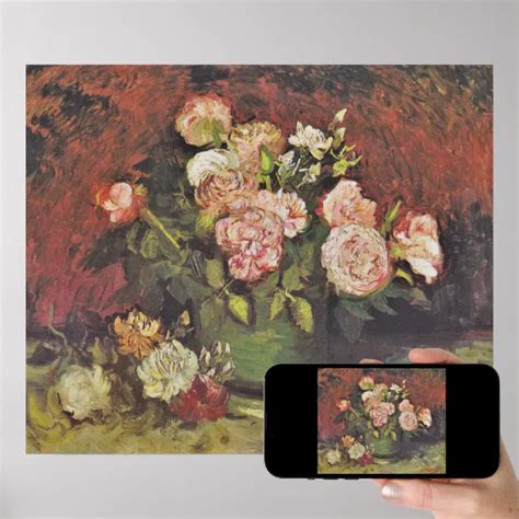 Van Gogh Peonies And Roses Floral Art Galleryhd Poster Zazzle